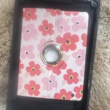 Rotating Stand Folio Case for iPad, Synthetic Leather, Pink Floral Black Back picture