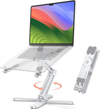 LA10 360° Rotating Laptop Stand Riser Foldable for Desk, Silver picture