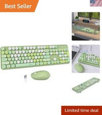 Colorful Wireless Keyboard & Mouse Combo - Elegant Retro Design with 2.4GHz Tech picture