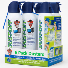 Dust-Off Compressed Gas Duster 12oz 6 Pack w/Straw - Keyboard Air Cleaner picture