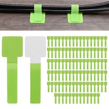 100-Pack Cable Clips, Adhesive Cord Organizers for Desk, Wire Holders [Green] picture