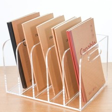 AIMOLLY Clear Acrylic Organizers 5 Vertical Compartments Desk File Storage Bins picture