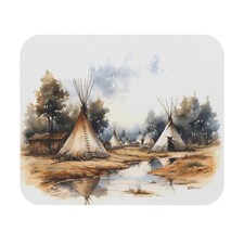 Native American Indian Camp TEEPEES  Mouse Pad -  Gaming Work School  picture