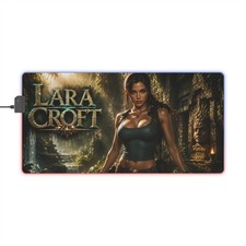 PC Gamer Desk Mat Lara Croft RGB LED Mouse Pad Gaming Playmat Room Decor picture