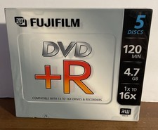 5 Disc Pack Fujifilm DVD+R RW Camcorder 4.7 GB / 120 Min 16X/ For Videos picture