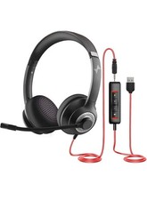 USB Headset with Microphone for PC, On-Ear Computer Laptop Headphones USB+3.5mm picture