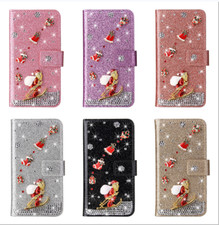 Luxury Diamond Santa Wallet Cover Case For 17 16 15 14 13 12 11 Pro Max 17E picture
