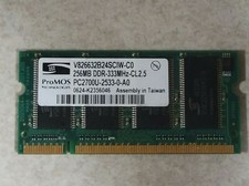 GENUINE PROMOS LAPTOP MEMORY RAM STICK 256MB PC2700U-2533-0-A0 V826632B24SCIW-C0 picture