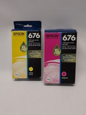 Lot(2) Genuine Epson 676XL Color Inks Yellow & Magenta Factory Sealed  picture