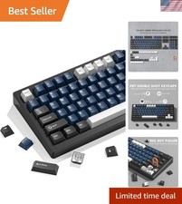 Water-Resistant Doubleshot PBT Keycaps Set in Black/Blue/White for 100% Layouts picture