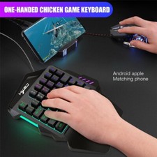 X2 Mobile One-Hand Game Keyboard LED Keypad PC Gaming + Color USB Mouse Bundle picture