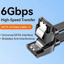 2-Pack SATA III 6Gbps Cable Right Angle to Straight 0.5m Shielded picture