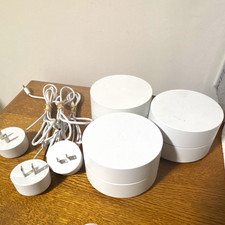 Google Wifi GJ2CQ AC1200 Dual-Band Mesh Router 3-Pack White w/ Adapters picture