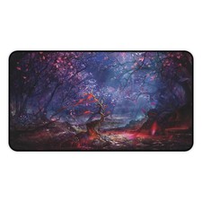 Enchanted Forest Scene Desk Mat | Fantasy Cherry Blossom Mousepad picture