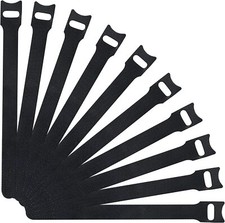 50 Pcs Cable Straps Black Wire Cord Hook Loop Ties Reusable Fastening Organizer picture