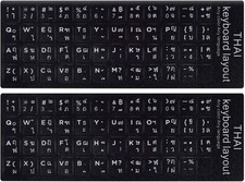 2PCS Thai-English Keyboard Letters Replacement Stickers - White Font on Thai  picture