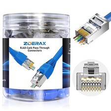 50 PCS Cat6A Shielded Pass Through RJ45 Connectors Strain Relief Boots 1.20mm picture