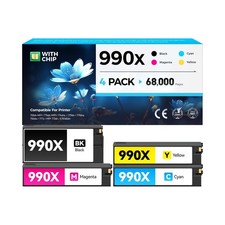 990X Ink Cartridges set 4-Pack High Yield Replacement for HP 990 990X Ink Com... picture
