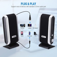 2PCS Computer Multimedia USB Powered PC Speakers for  Laptops& Desktops picture