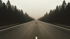 Landscape road forest fall mist asphalt trees highway Custom Gaming Mat Desk picture