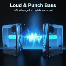 NYLAVEE COMPUTER SPEAKERS, PC SPEAKERS WITH 6 LIGHTING MODES, USB POWERED - picture