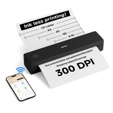 300DPI Portable Thermal Inkless Printer & 10sheets Space Black picture