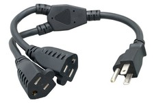 16 AWG Power Extension Cord & Splitter (NEMA 5-15P to Dual 5-15R, 13A) picture