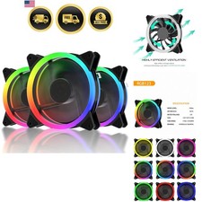 120mm RGB Case Fan High Airflow Quiet LED PC Fan 3 Pack picture