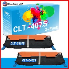 2PK Cyan CLT-C407S CLT407S Toner Cartridge CLP325 for CLP-320 CLX-3185 picture