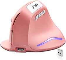 Attoe Ergonomic Mouse,2.4G Wireless Vertical Mouse Pink Computer Mouse with 3 Ad picture