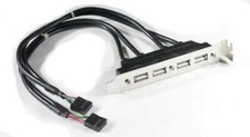 Dual 9 Pin Motherboard Header 4 USB 2.0 Port Cable Rear Bracket Intel Expansion  picture