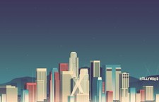 Landscape los angeles vector art architecture city Custom Gaming Mat Desk picture