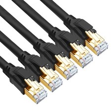 5 PCS 3FT CAT 8 Ethernet Cable 40Gbps 2000MHz SFTP 26AWG RJ45 LAN Black Cord picture