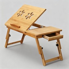 Adjustable Bamboo Laptop Folding Lap Desk Notebook Bed Tray Table Portable Stand picture