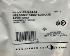 Siemon Mx-FP-S-04-04  MAX SINGLE GANG FACEPLATE 4 PORT GRAY *LOT OF 12 picture