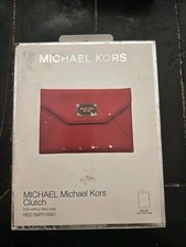 Michael Kors iPad Mini Clutch Case Red Saffiano Leather Tablet Display Holder picture