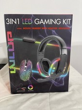 Vivitar LVLUP 3IN1 LED Gaming Kit Wired Mouse Headset Mousepad LED 1600 DPI picture