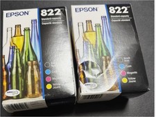 2- EPSON 822 DURABrite Ultra Ink Standard Capacity Black & Color Cartridge 3/29 picture
