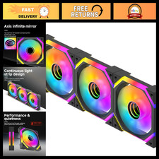 120mm ARGB Computer Case Fans - Infinity Mirror RGB, 5V 3PIN, PWM, Triple Pack picture