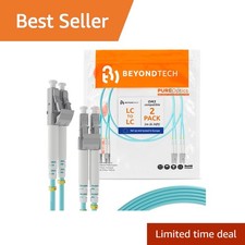 BEYONDTECH 2m LC to LC OM3 Duplex Fiber Cable 2-Pack picture