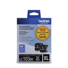Brother LC1032PKS Genuine Black Ink Cartridges Two Pack High Yield 600 Pages picture