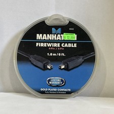 Manhattan FireWire Cable 4-Pin/4-Pin 1.8mm 6ft Gold Plated NOS Sealed picture