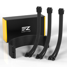 PSU Cable Extension Kit, 18AWG Sleeved, Atx/Eps/Pcie, 30Cm, Black | picture