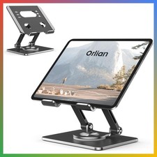 Adjustable Tablet Stand Holder 360 Rotating Dual Rod Aluminum Black 5.8-12.9 picture