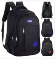 Black Padded Polyester Laptop Backpack Solid Pattern Fits 15 in Universal picture