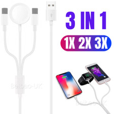 Magnetic Charger 3 in1 USB Cable For Apple Watch iWatch SE 6 5 4 3 2 iPhone Lot picture