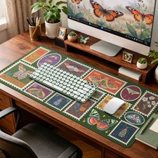 Vintage Desk Cover Mat, XXL Large Butterfly Mouse Pad,Desk Matt for Desktop P... picture