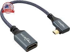 Left Angled Micro HDMI to HDMI Adapter Cable, Nylon Braided 90°Degree Micro HDMI picture