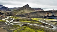 Landscape nature mountains iceland river stream clouds Custom Gaming Mat Desk picture