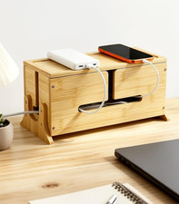 Timovo Wood Cable Management Box with Removable Magnetic Lid & Support Legs picture